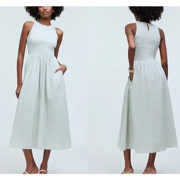 Madewell The Melody Dress Smocked Sleeveless Midi Pistachio Green NWT SP - Picture 1 of 11